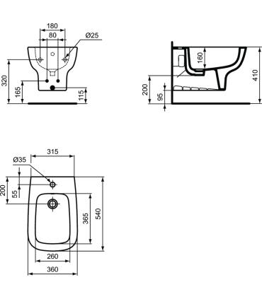 Ideal Standard bidet monotrou suspendeux blanc collection Esedra