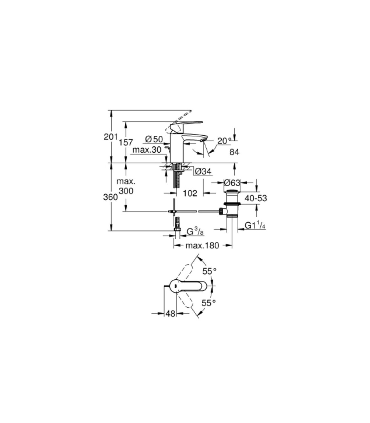 23037002- Grohe] Mitigeur lavabo Eurostyle Cosmopolitan Grohe