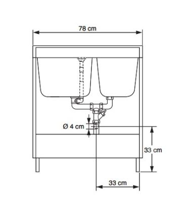 Washtub 2 basins including furniture 2 doors, Geromin collection Smart