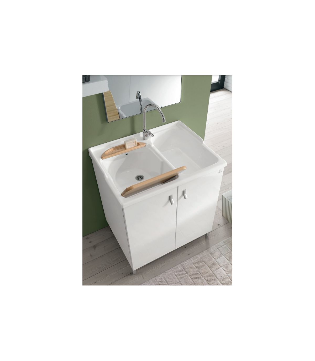 Lavatoio 2 vasche con mobile 2 ante, Geromin collezione Smart art.7007