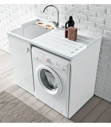 Mobile lavatoio con porta lavatrice e cesto, Geromin Smart DESTRO