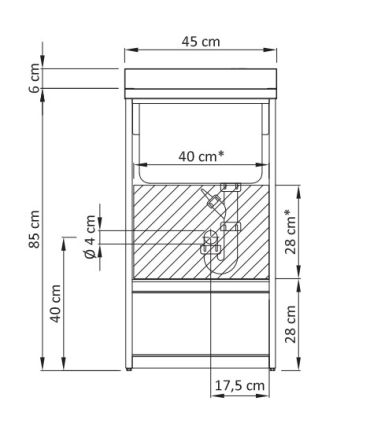 Geromin Forte 7005FORTEB sink and base 2 doors 50x60cm, white art.70