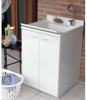 Mobile lavatoio per esterno a 2 ante Geromin Forte 60x60 cm con asse bianco