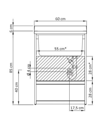 Geromin Forte 7005FORTEB lavatoio e base 2 ante 50x60cm, bianco