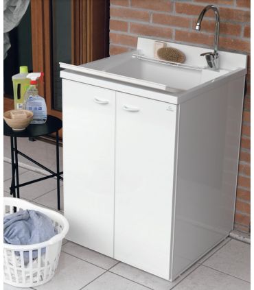 Mobile lavatoio da esterno Geromin Forte 2 ante 50x60cm con asse bianco