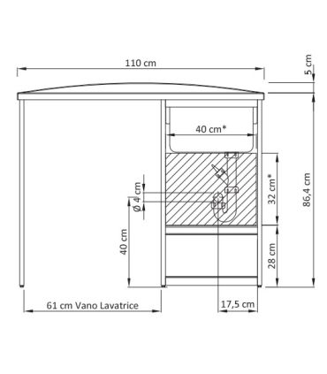 copy of Cuve a'laver avec Meuble et porte machine a' laver, Geromin collection Forte