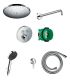 Set doccia Hansgrohe tondo composto da Soffione, braccio doccia, miscelatore termostatico e doccetta