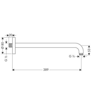 Braccio doccia parete 39cm 1/2'' Hansgrohe art.27413000