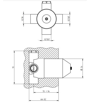 Built-in body for two-way diverter Bellosta 774047