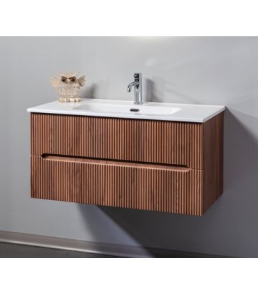 Complete bathroom cabinet with 2 drawers and sink with ceramic top.