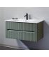 Armoire de salle de bain complète avec 2 tiroirs et lavabo avec dessus en céramique.