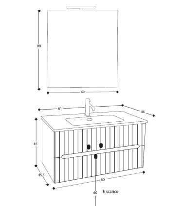 Mobile bagno completo M'amo due cassetti, specchio rettangolare e faretto