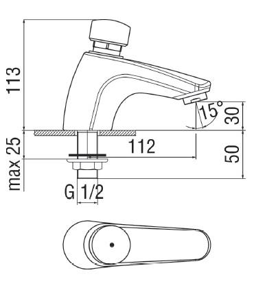 Rubinetto lavabo monoforo temporizzato Nobili