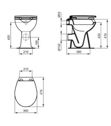 Maia T4644 Floor-standing WC with Ideal Standard wall drain