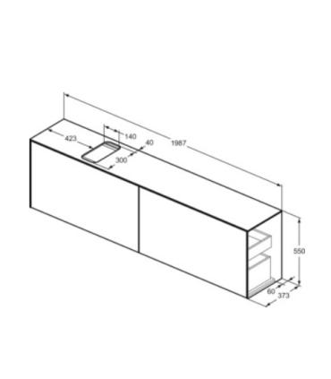 Meuble suspendu pour lavabo Conca avec 2 tiroirs et trou sur mesure Ideal Standard
