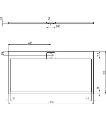 Receveur de douche rectangulaire effet pierre Ideal Standard Ultra Flat I.Life