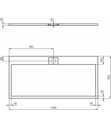 Piatto doccia effetto pietra  Ideal Standard Ultra Flat I.Life rettangolare Ideal Standard