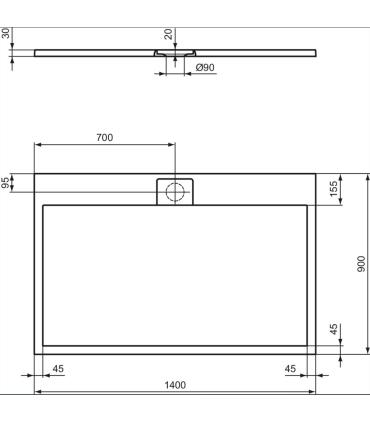 Ideal Standard Ultra Flat I.Life rectangular stone effect shower tray