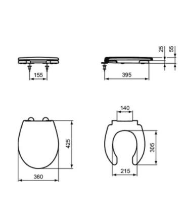 Maia T4645 Abattant avec anneau pour toilettes au sol T464401Ideal Standard
