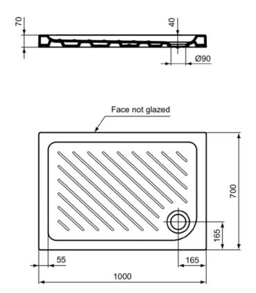 Eurovit Ideal Standard rectangular ceramic shower tray