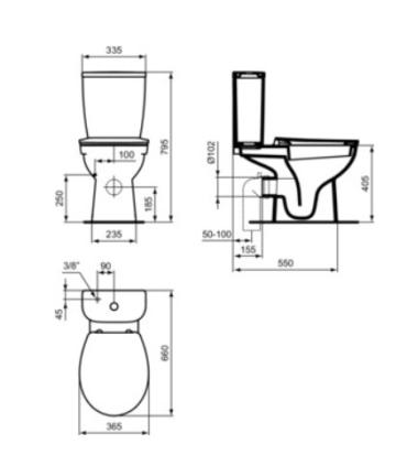 Cistern with double flow coil Eurovit low entry Ideal Standard