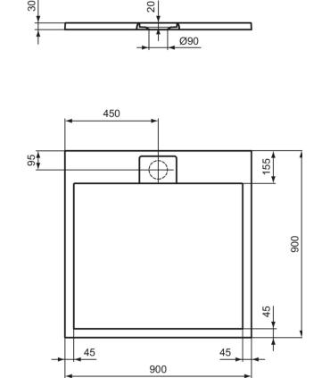 Ideal Standard Ultra Flat I.Life square stone effect shower tray