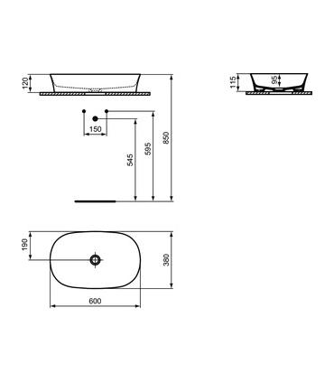 Ideal Standard oval countertop washbasin Ipalyss E1396