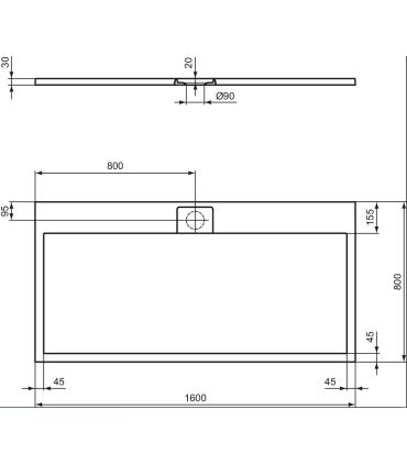 Receveur de douche rectangulaire effet pierre Ideal Standard Ultra Flat I.Life