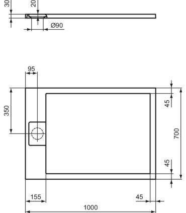 Receveur de douche rectangulaire effet pierre Ideal Standard Ultra Flat I.Life