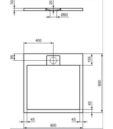 Ideal Standard Ultra Flat I.Life square stone effect shower tray