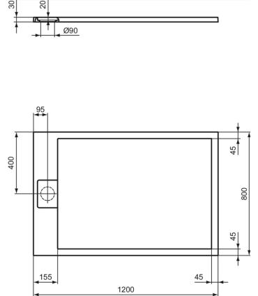 Piatto doccia effetto pietra  Ideal Standard Ultra Flat I.Life rettangolare Ideal Standard