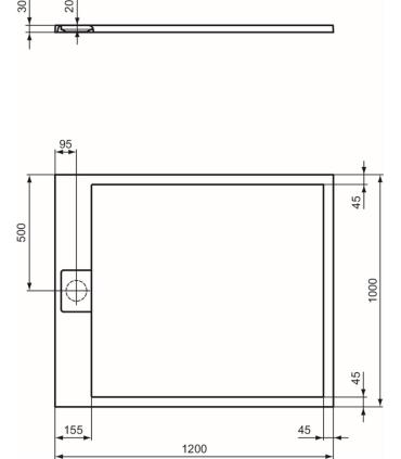 Ideal Standard Ultra Flat I.Life rectangular stone effect shower tray