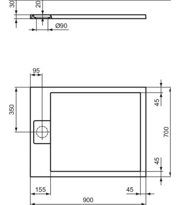 Piatto doccia effetto pietra  Ideal Standard Ultra Flat I.Life rettangolare Ideal Standard