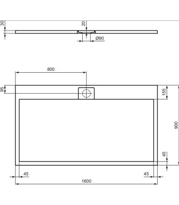 Piatto doccia effetto pietra  Ideal Standard Ultra Flat I.Life rettangolare Ideal Standard