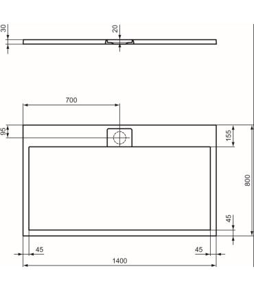 Ideal Standard Ultra Flat I.Life rectangular stone effect shower tray