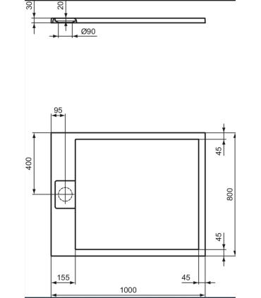 Ideal Standard Ultra Flat I.Life rectangular stone effect shower tray