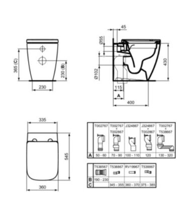 I.Life B T4581 Back To Wall Rimless Ideal Standard Vase