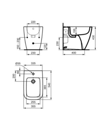 I.Life B T4582 Bidet Back To Wall Single Hole Ideal Standard