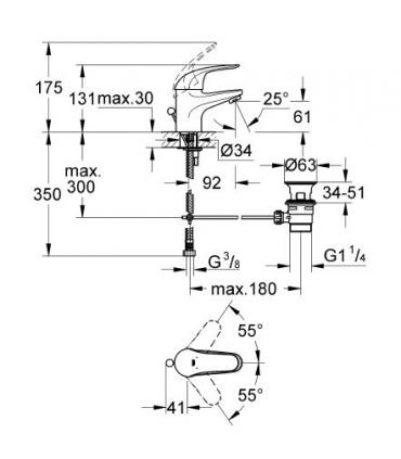 Miscelatore monoforo per lavabo Grohe serie euroeco art.23262000