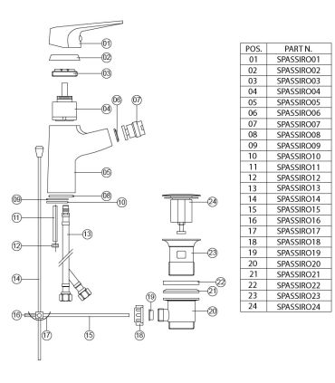 Miscelatore bidet con scarico  M'amo serie San Siro