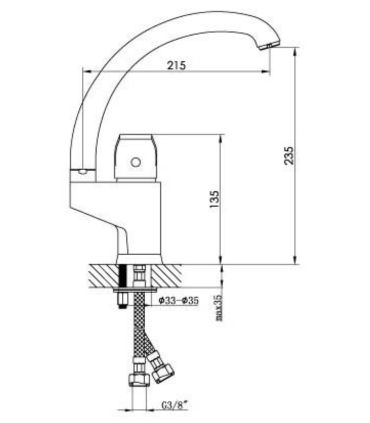 M'amo single hole kitchen mixer San Siro series