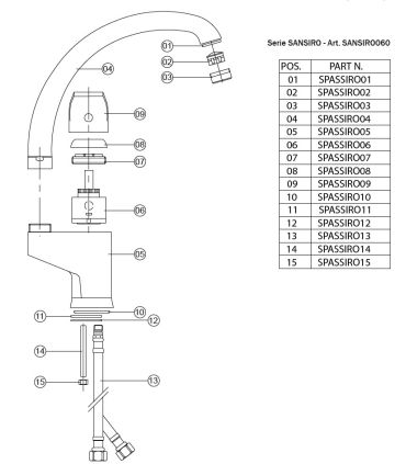 M'amo single hole kitchen mixer San Siro series