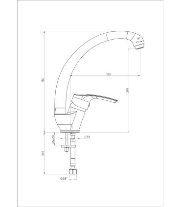 Ducati HD10 kitchen mixer with TUBE SPOUT