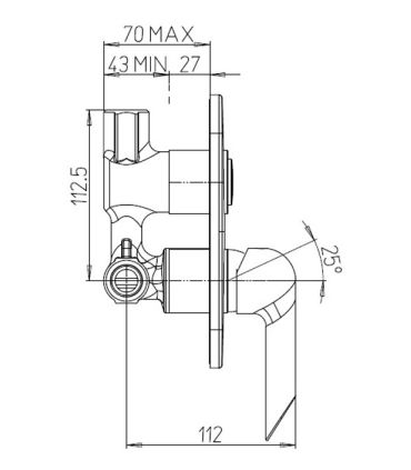 Ducati HD100 built-in shower mixer with diverter