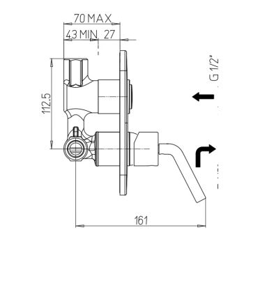 Ducati HD125 Mitigeur de douche à encastrer avec inverseur