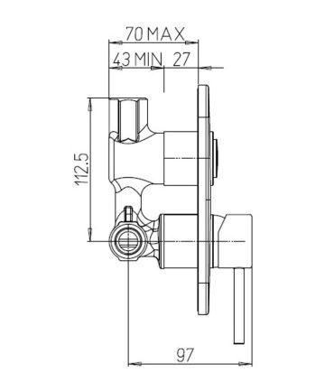 Ducati HD15 built-in shower mixer with click-clack diverter