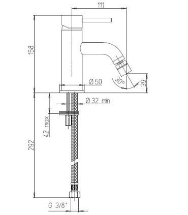 Ducati HD15 Bidet mixer without waste