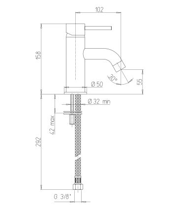 Ducati HD15 basin mixer without waste