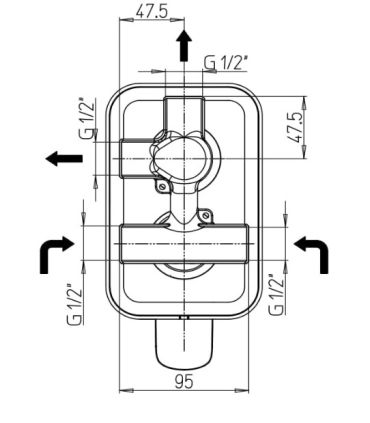 Ducati HD20 built-in shower mixer with click-clack diverter