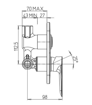 Ducati HD20 built-in shower mixer with click-clack diverter